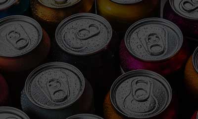 Tops of Cans with water drops